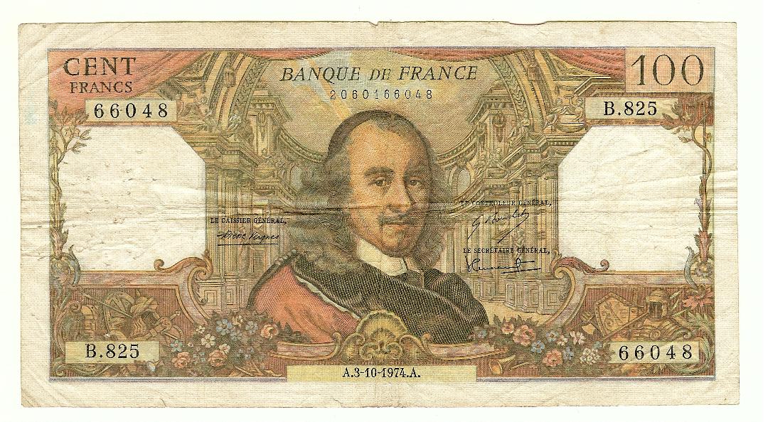100 Francs (Corneille) 3/10/1974 aVF